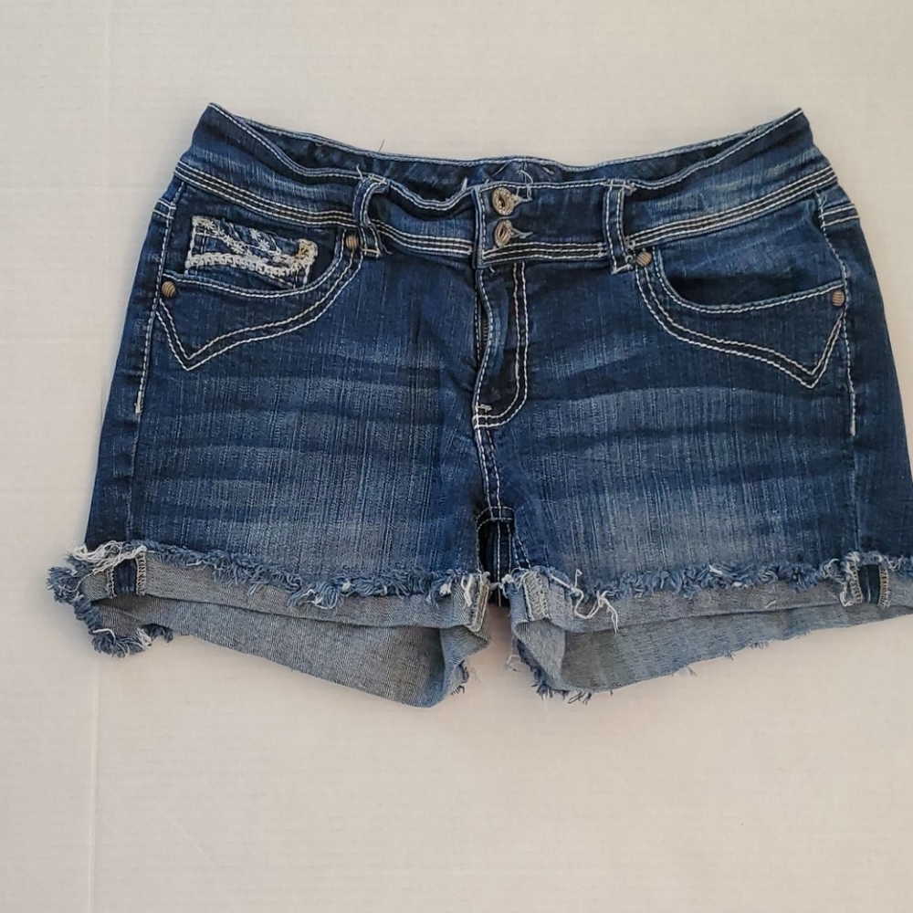 Jean Shorts with Button Pockets